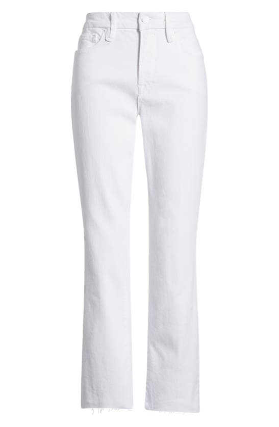 Shop Good American Good Straight High Waist Raw Hem Straight Leg Jeans In White 037