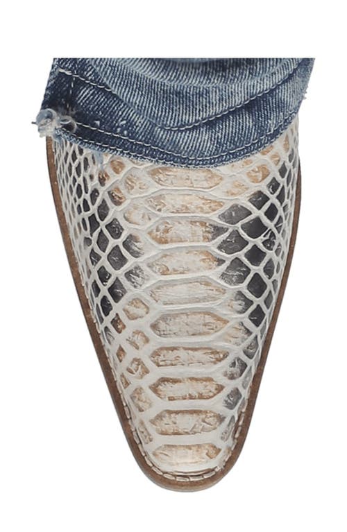 Dingo Shabby Blue Denim Leather Knee-high Western Boots In Blue