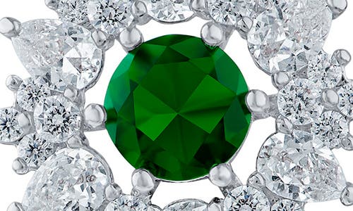 Cz By Kenneth Jay Lane Cubic Zirconia Halo Stud Earrings In Green/silver