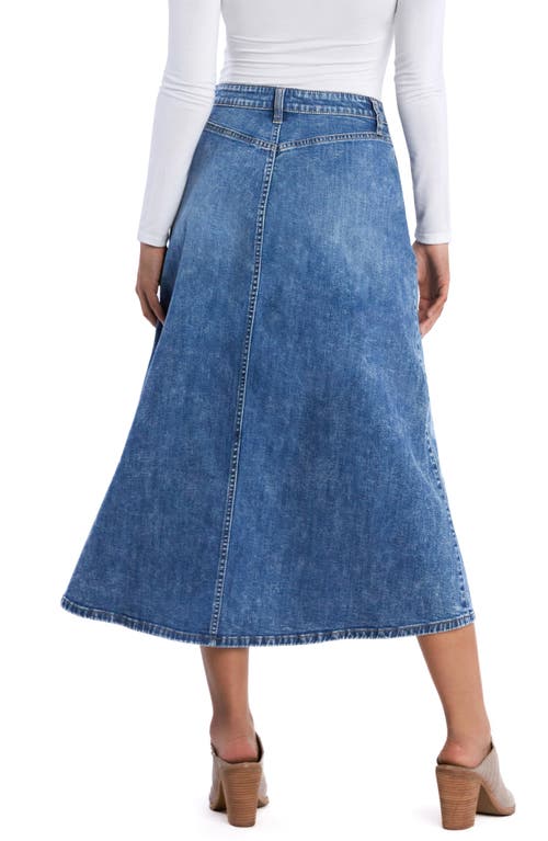 Wash Lab Denim Justine Denim Midi Skirt In Blue Lake