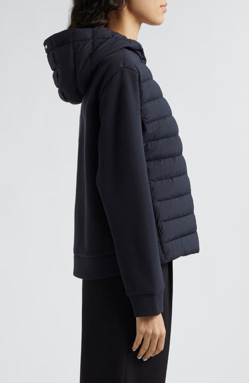 Shop Herno Quilted Down & Knit Full Zip Hoodie In Navy