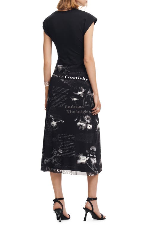 Desigual Midi Dress With Text In Black