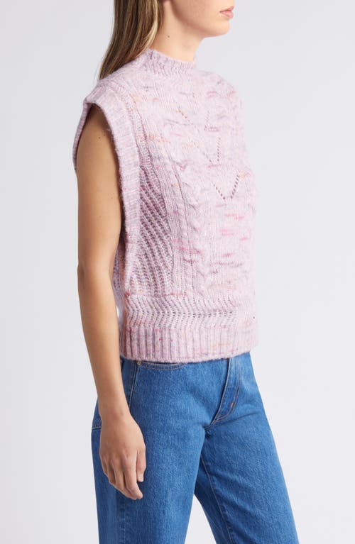 Shop Wit & Wisdom Cable Stitch Mock Neck Sweater Vest In Blush Mauve Multi