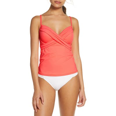 La Blanca Island Goddess Underwire Tankini Top, Coral