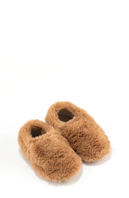 Hopfrög Kids Furry Furry Faux Fur Slipper In Chestnut