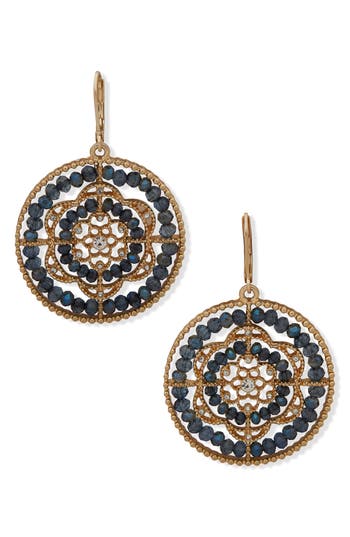 Lonna & Lilly Beaded Disc Drop Earrings In Gold