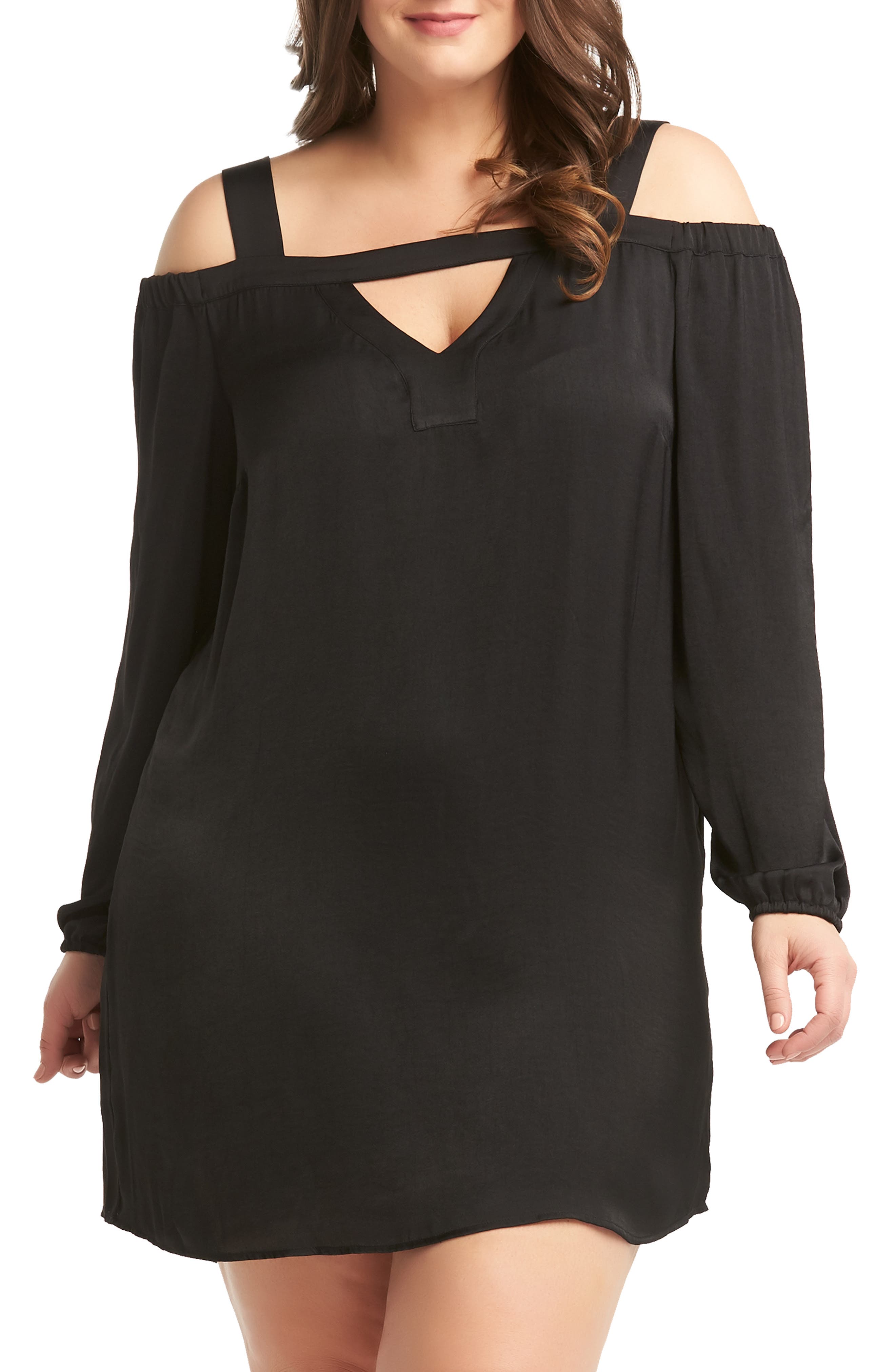 Plus Size Lemon Tart Blake Cold Shoulder Minidress, Black