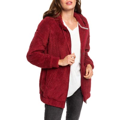 Roxy Head On Down Fleece Zip Hoodie, Red