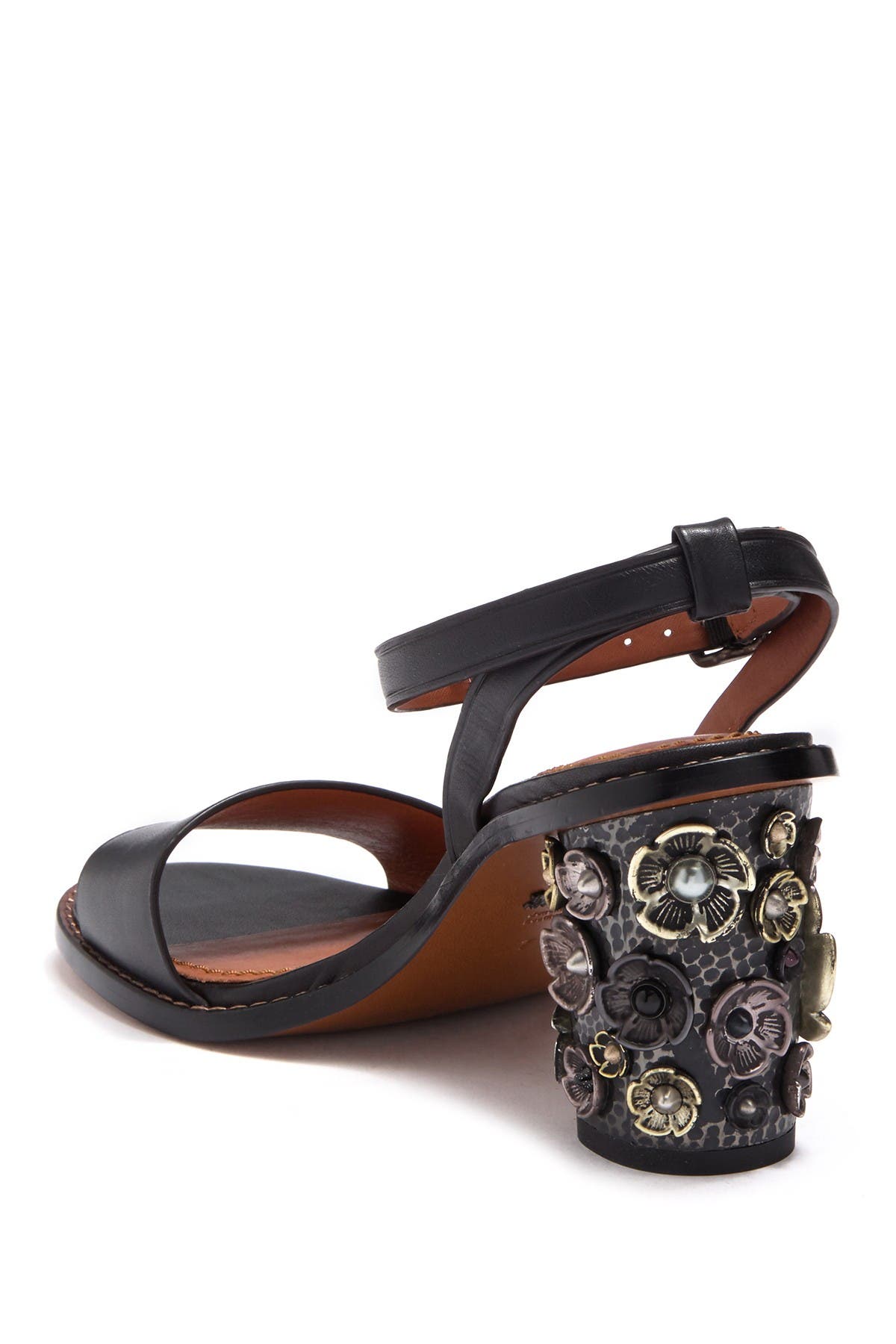 coach mid heel sandal with tea rose