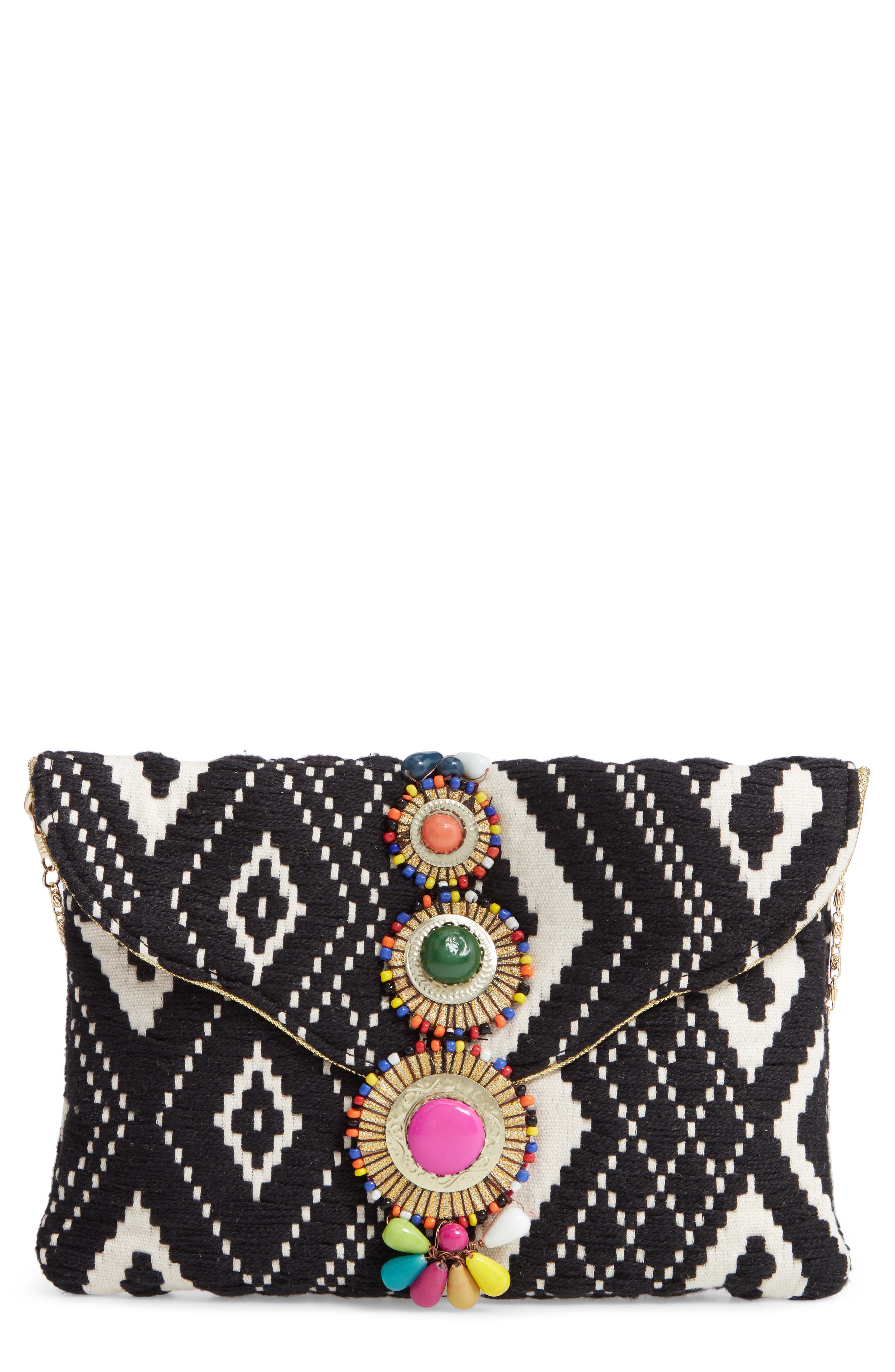 steve madden embroidered clutch