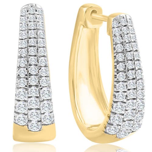 Bliss Diamond 1ct Diamond Tapered Oval Shape Hoops In 10k Yellow Gold