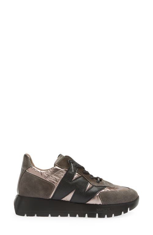 Wonders Oslo Pewter Metallic Suede & Nylon Trainers In Grey Black Lead Combo