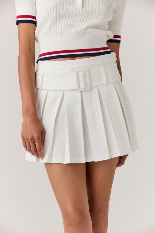 Goldie Byrd Belted Pleated Skirt In White