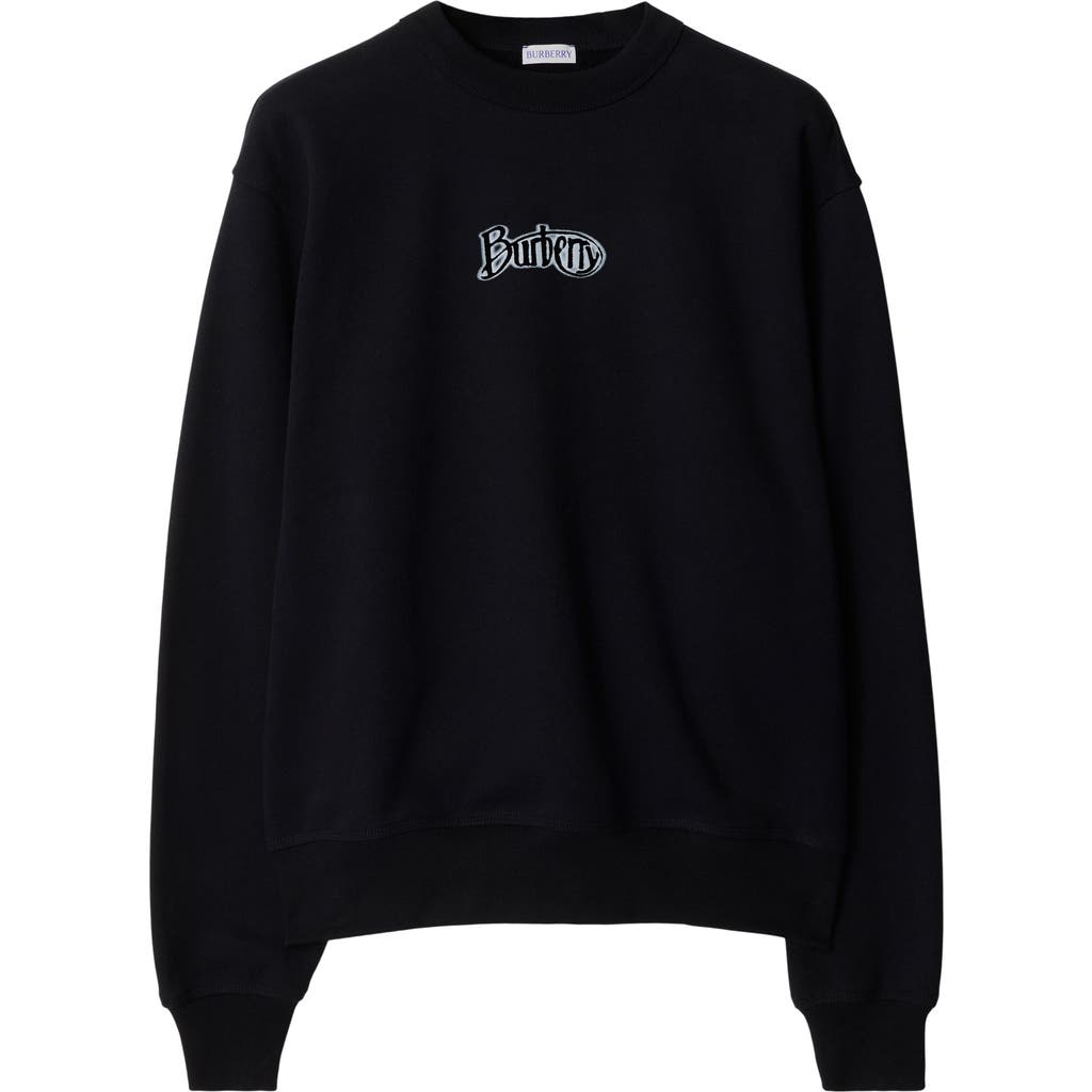 Burberry Black Logo Cotton Blend Sweatshirt In Coal