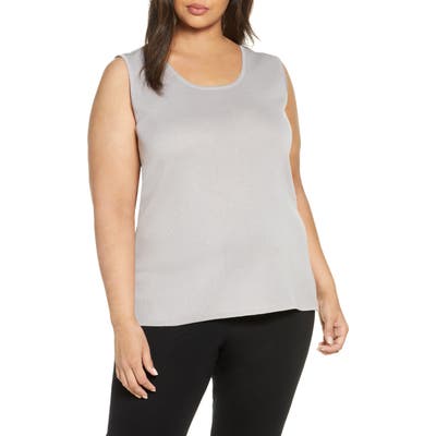 Plus Size Ming Wang Scoop Neck Knit Tank, Grey