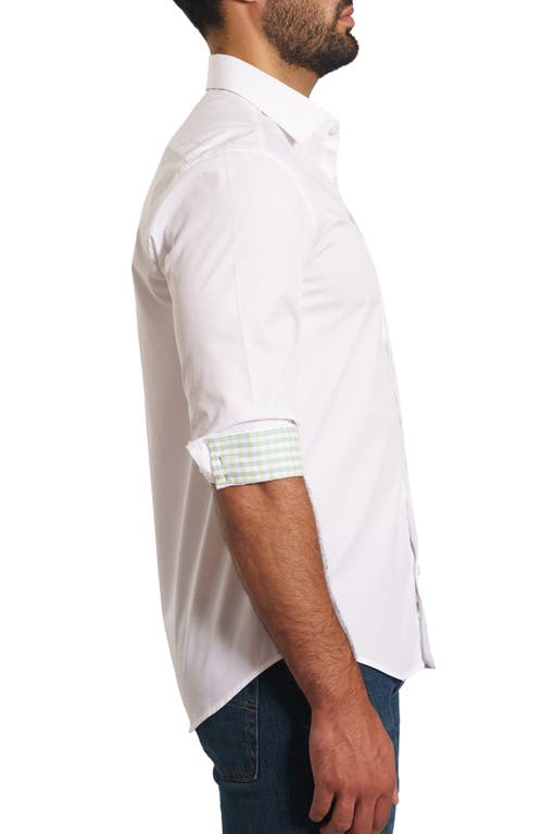 Jared Lang Trim Fit Solid Pima Cotton Button-up Shirt In White