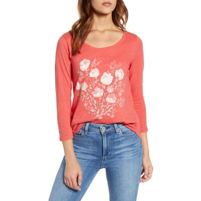 Lucky Brand Watercolor Floral Graphic Tee, Red
