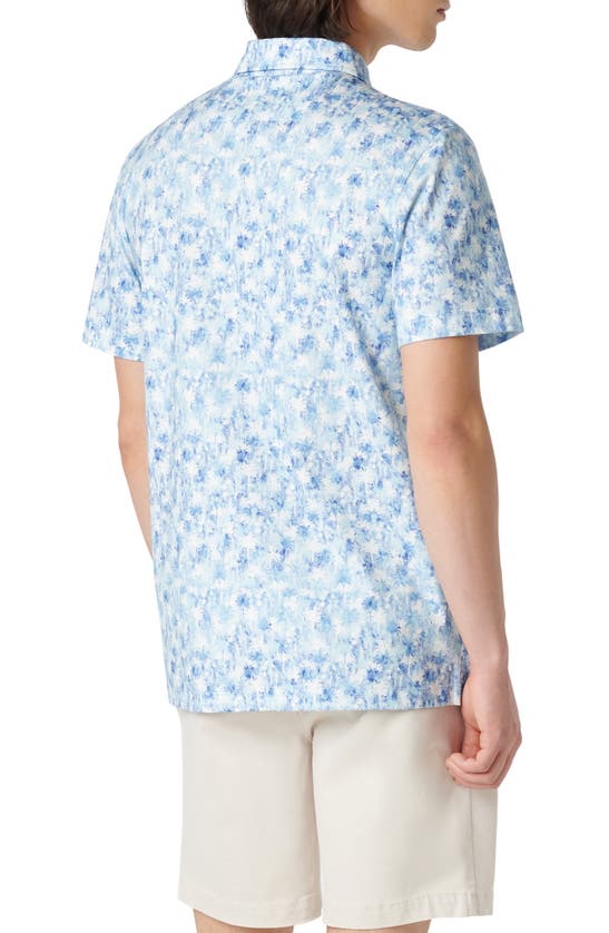 Shop Bugatchi Victor Ooohcotton® Palm Tree Print Polo In Azure