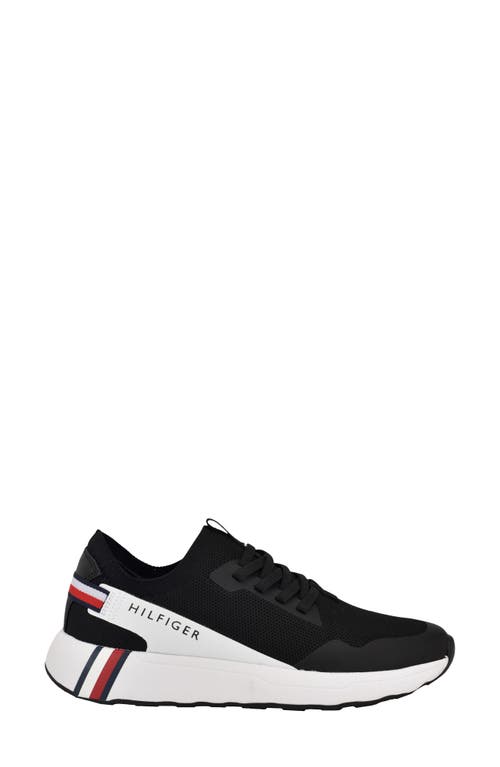 Tommy Hilfiger Twarosa Womens Two Tone Manmade Slip-on Sneakers In Black