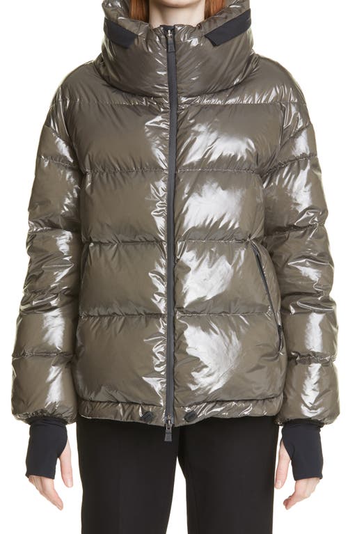 Herno Laminar Water Repellent Lacquered Nylon Down Puffer Jacket in Beige