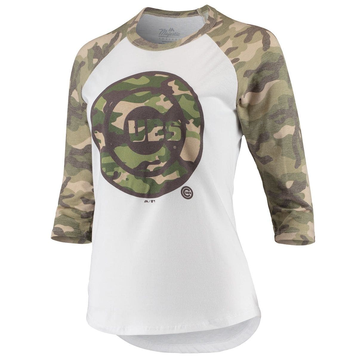 White/Camo Chicago Cubs Raglan 