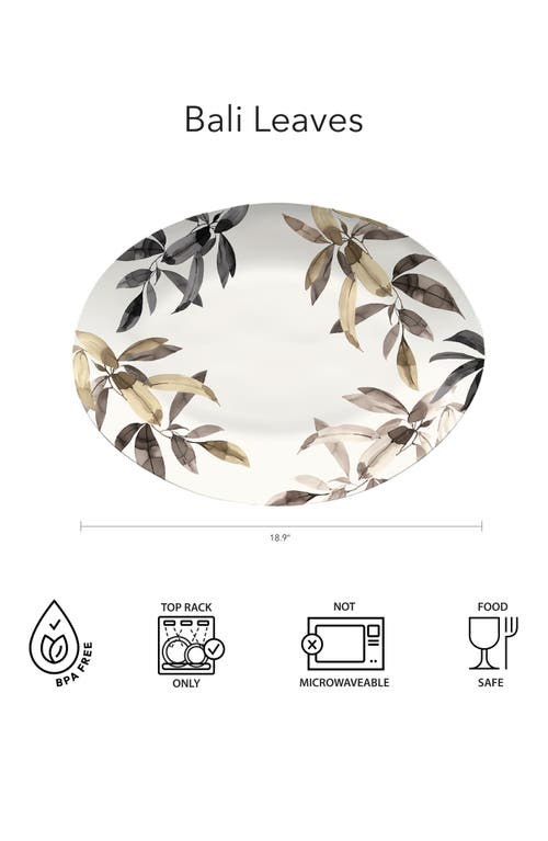 Tarhong Bali Leaves Melamine Oval Platter In White Multi