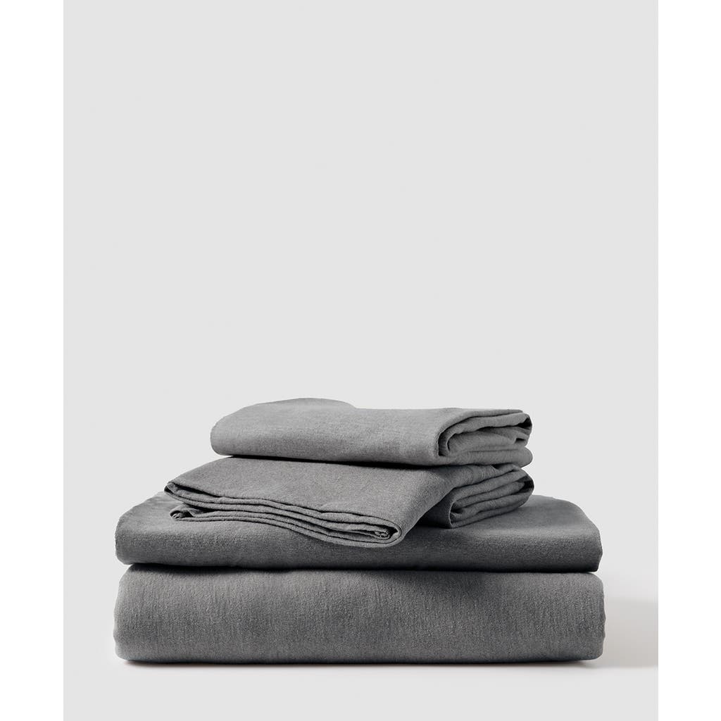 Pact Organic Favorite Tee Jersey Sheet Set In Medium Grey Heather
