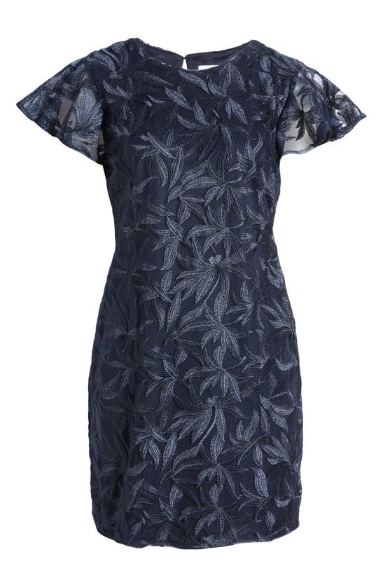 Sam Edelman Leafy Embroidered Sheath Dress In Navy