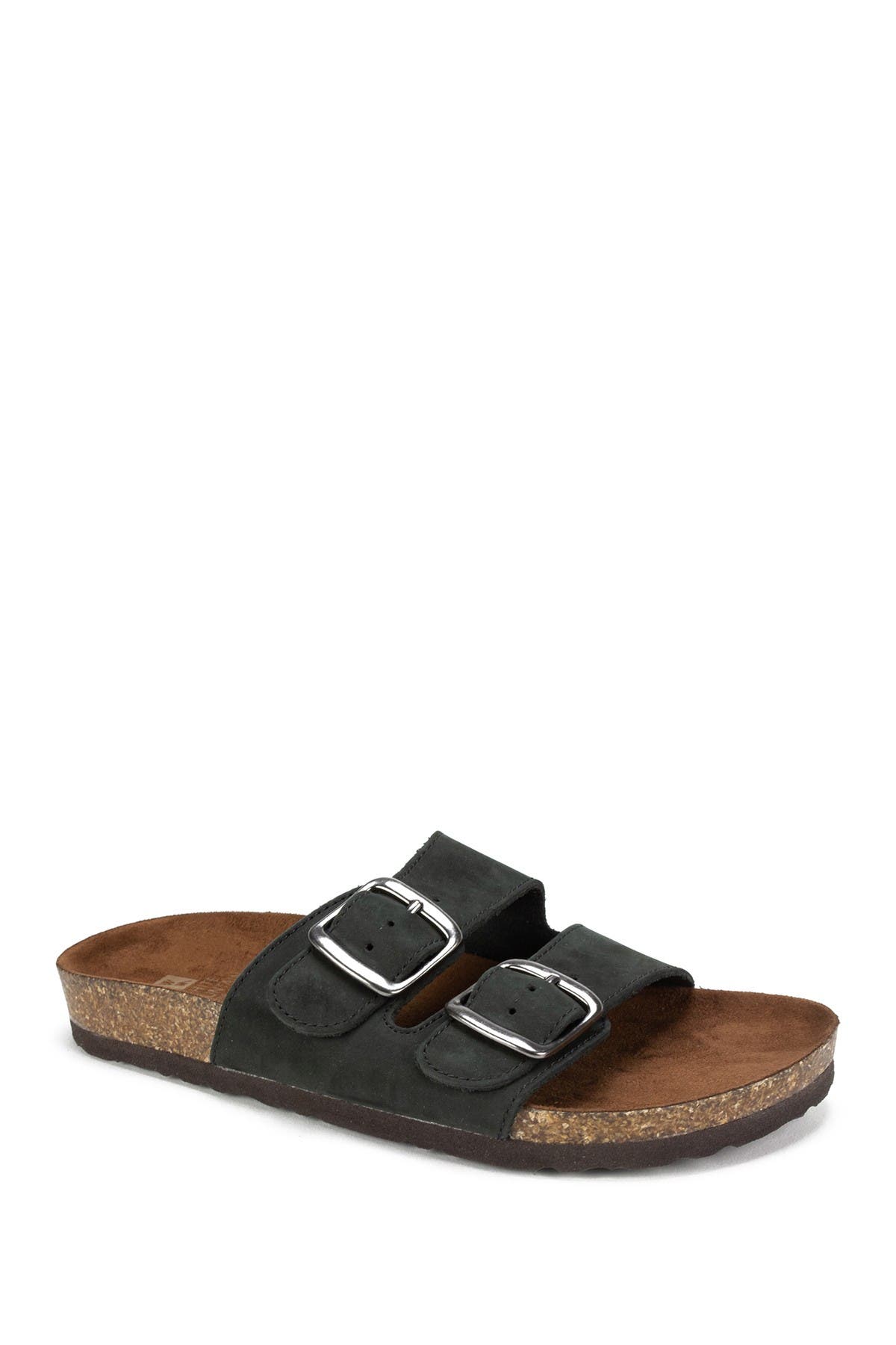 White Mountain Footwear Helga Leather Sandal In Black/nubuck