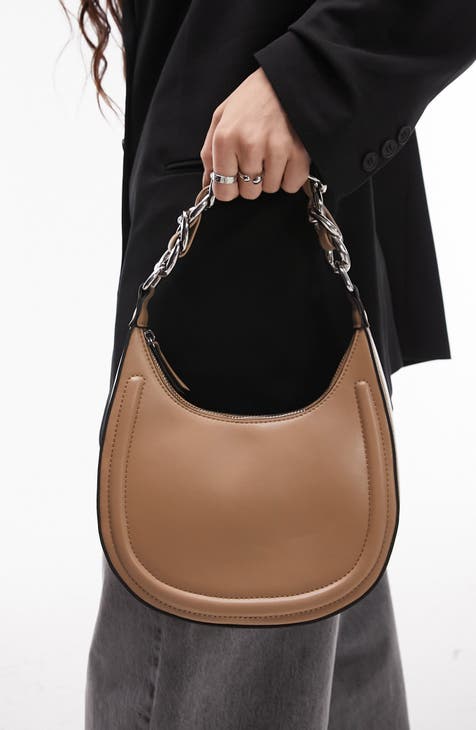 Selena Curved Faux Leather Shoulder Bag
