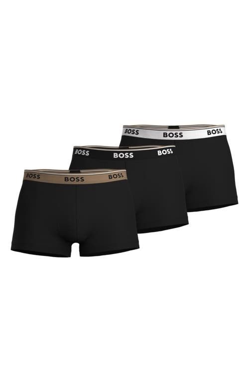 BOSS Assorted 3-Pack Power Cotton Stretch Jersey Trunks Black at Nordstrom,