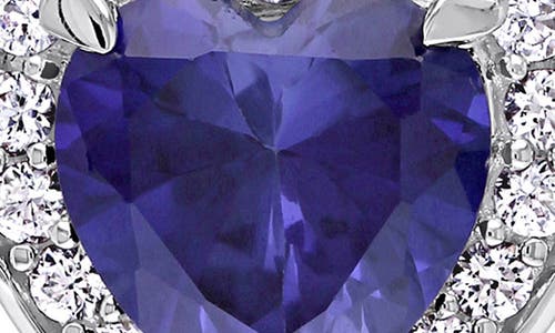 Delmar Lab-grown Sapphire & White Topaz Heart Drop Earrings & Pendant Necklace Set In Blue