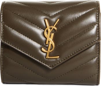 Saint Laurent Monogram Matelassé Leather Trifold Wallet