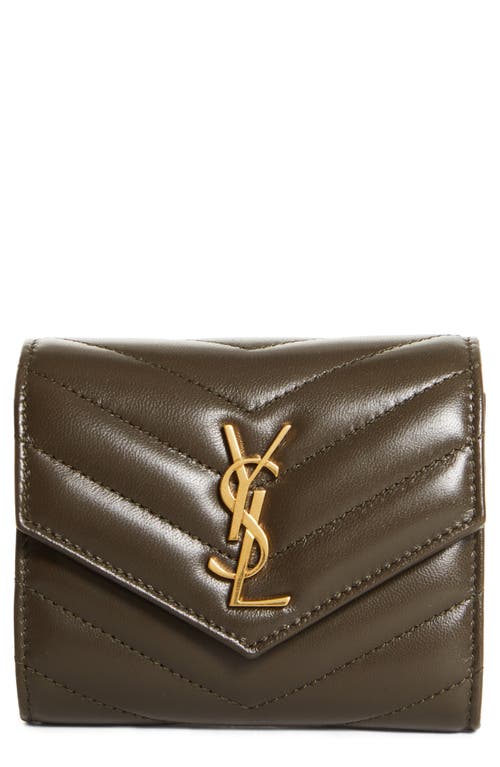 Saint Laurent Monogram Matelassé Leather Trifold Wallet in Light Musk at Nordstrom