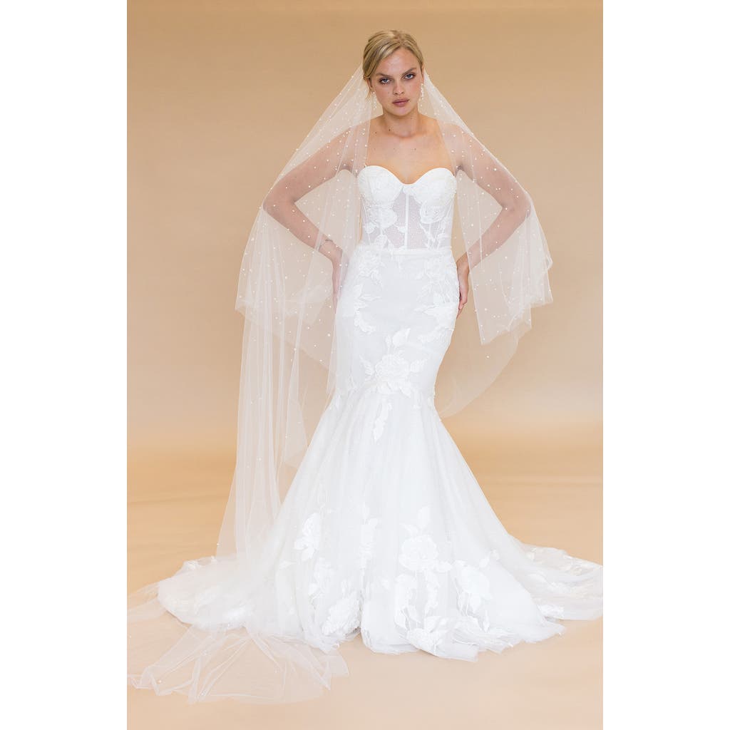Brides And Hairpins Brides & Hairpins Baylin Imitation Pearl Floor Length Chapel Veil (nordstrom Exclusive)<br> In White