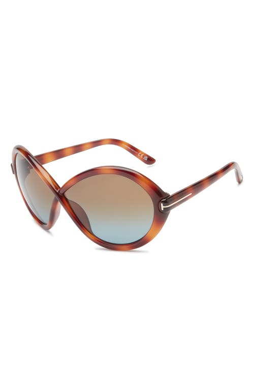 Tom Ford 68mm Gradient Butterfly Sunglasses In Blonde Havana/gradient Brown