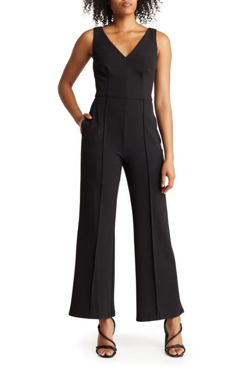 Sexy Sequins Jumpsuits for Women Dressy Mesh Long Sleeve V Neck Wide Leg  Pants Elegant Solid Color One Piece Rompers 