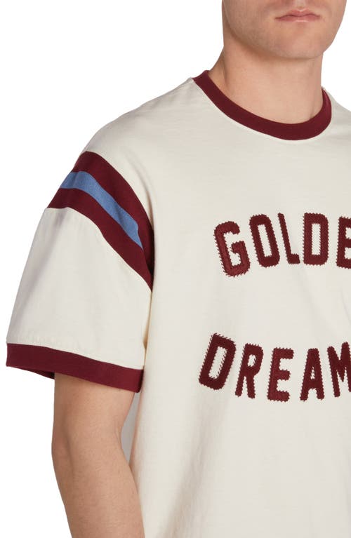 Golden Goose Journey Logo Graphic T-shirt In Heritage White/windsor Wine