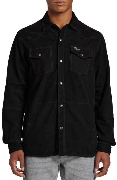 Shop Prps Rehab Suede Snap Front Shirt In Black