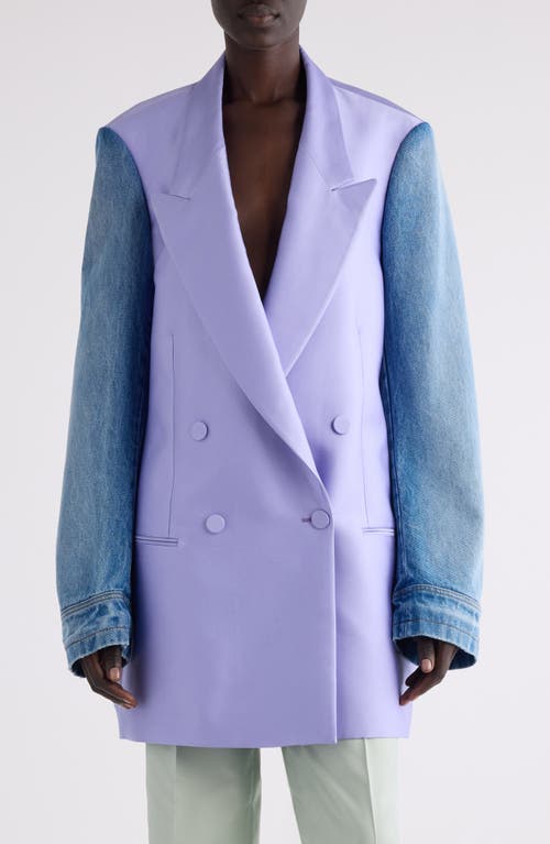 Shop Dries Van Noten Oversize Mixed Media Jacket In Lilac