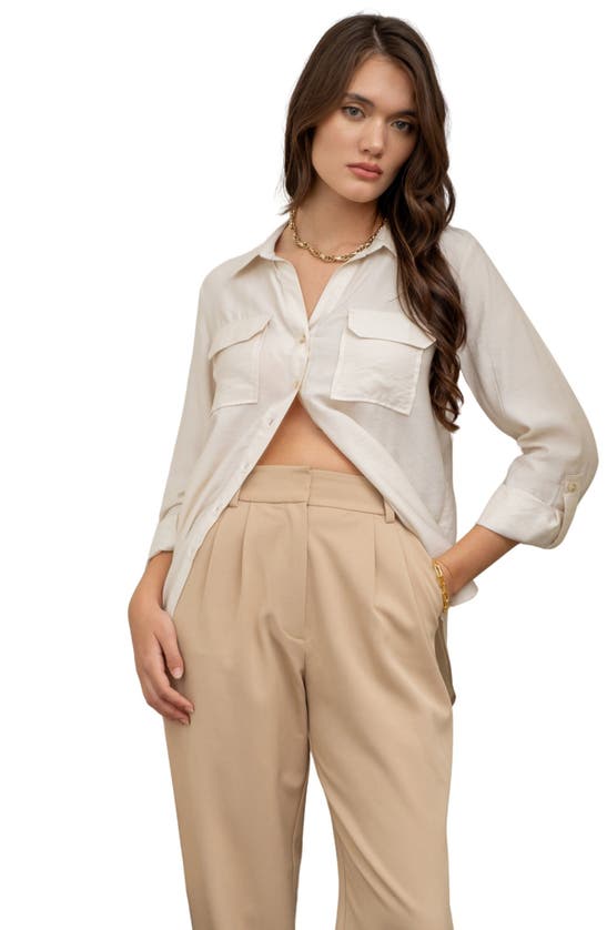 Shop Blu Pepper Crinkle Button-up Shirt In Light Taupe