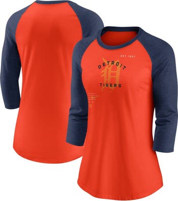 Women's Nike Heathered Red St. Louis Cardinals Tri-Blend Raglan 3/4-Sleeve  T-Shirt