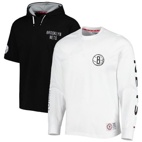 Men's Tommy Jeans Black/White Brooklyn Nets Matthew 2-In-1 T-Shirt & Hoodie Combo Set