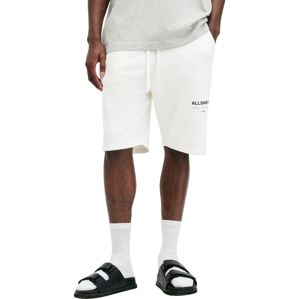 Allsaints Underground Graphic Sweat Shorts In White