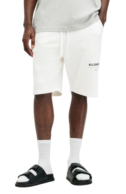 Shop Allsaints Underground Graphic Sweat Shorts In Ashen White