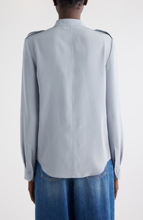 Shop Chloé Military Style Silk Crepe Button-up Shirt In Ash Blue