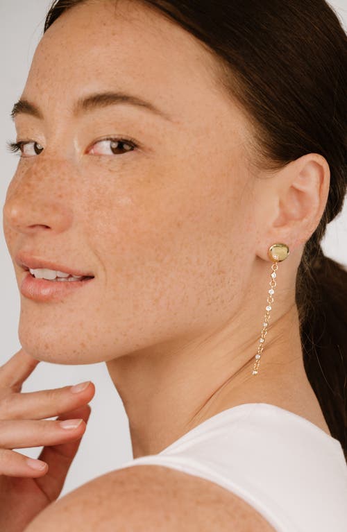 Ettika Polished Pebble Linear Crystal Chain Drop Earrings In Gold