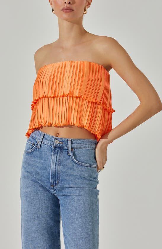 Shop Astr Pleated Tiered Convertible Camisole In Orange