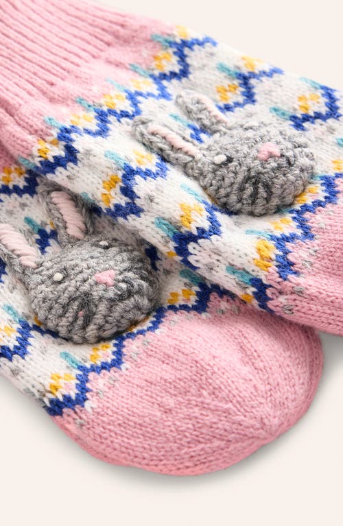 Shop Mini Boden Kids' Fair Isle Mittens In Bunny