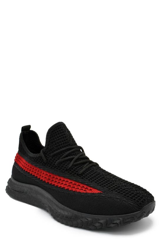 Akademiks Stream Knit Athletic Sneaker In Black-red